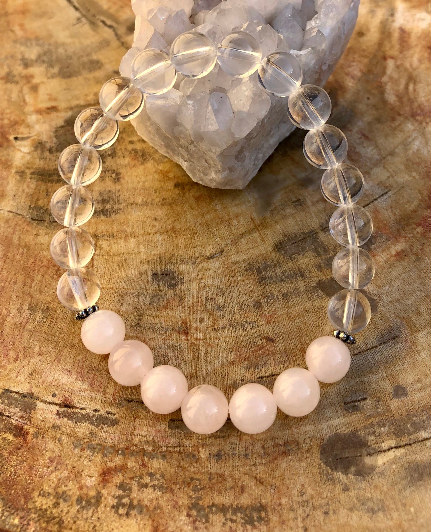 Rose Quartz Crystal Stretch Bracelet Healing Energy Beads