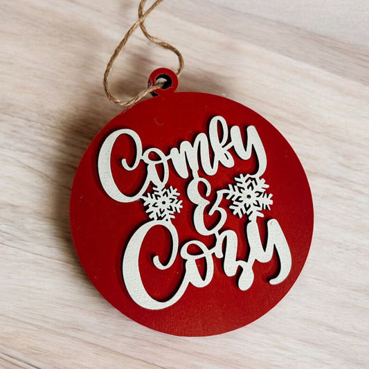 Handmade Wooden Comfy And Cozy Christmas Ornaments With Snowflakes 12 Colors Holiday Decor