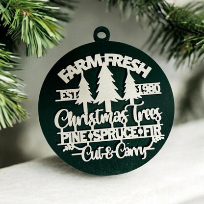 Farm Fresh Wooden Christmas Tree Ornament - Vintage Farmhouse Rustic Tree Trio