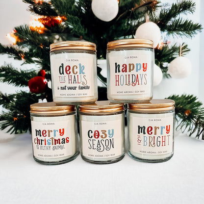 Deck The Halls Holiday Candle 9oz Clove Cinnamon Berry Plum Fir 50hr Burn