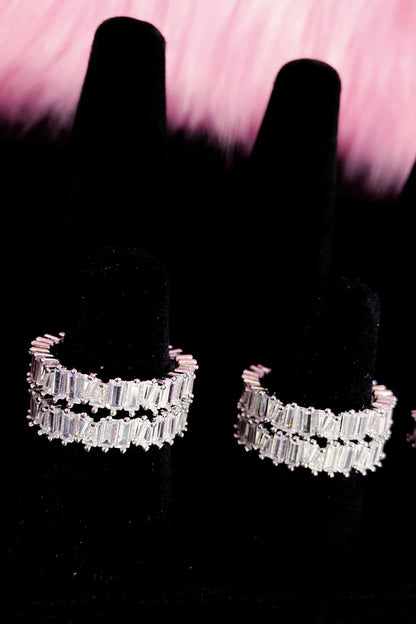 Diamond Baguette Eternity Ring Sterling Silver Band