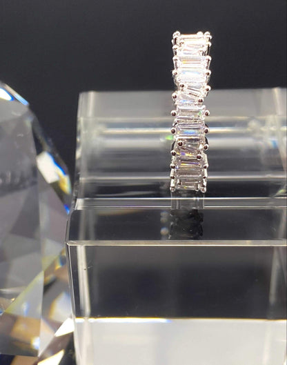 Diamond Baguette Eternity Ring Sterling Silver Band
