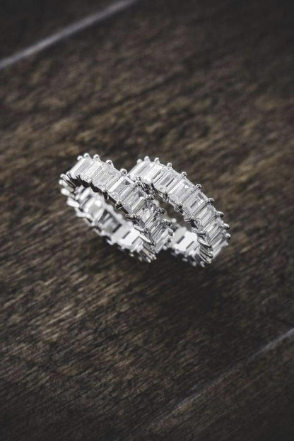 Diamond Baguette Eternity Ring Sterling Silver Band