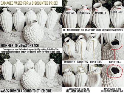 Imperfect Whitney Vases Slightly Damaged Discounted Ceramic Tabletop Vases