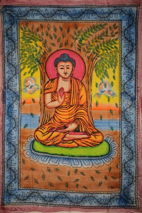 Buddha Meditation Tapestry Under Bodhi Tree Wall Art