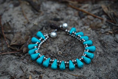 Double Strand Boho Silver Bracelet With Colorful Stones