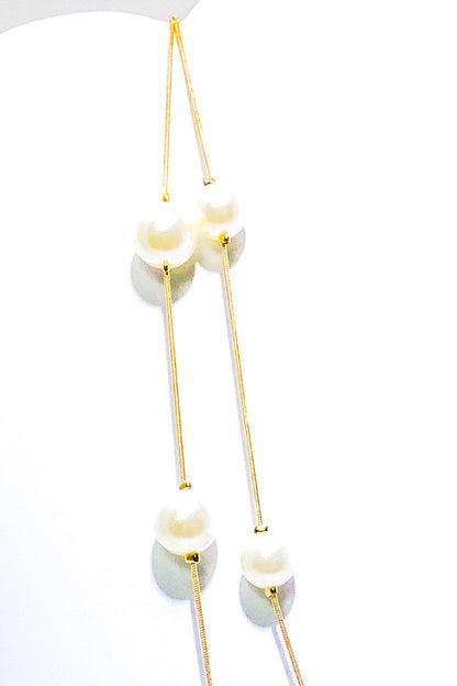 Double Strand Pearl Necklace Faith Pendant Layered Gold