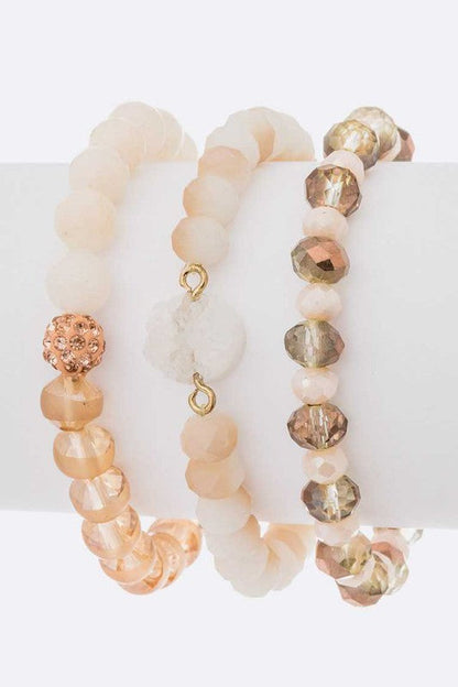 Druzy Stone Stretch Layered Bracelet Set For Women Trendy