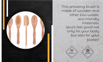 Bath Body Massage Brush Long Handle Wooden Dry Bristle Exfoliating Spa