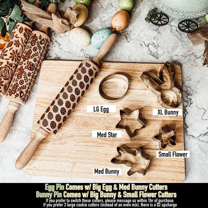 Easter Spring Rolling Pins for Kids and Bakers - Embossed Cookie Dough Pins