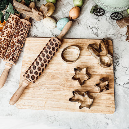 Easter Spring Rolling Pins for Kids and Bakers - Embossed Cookie Dough Pins