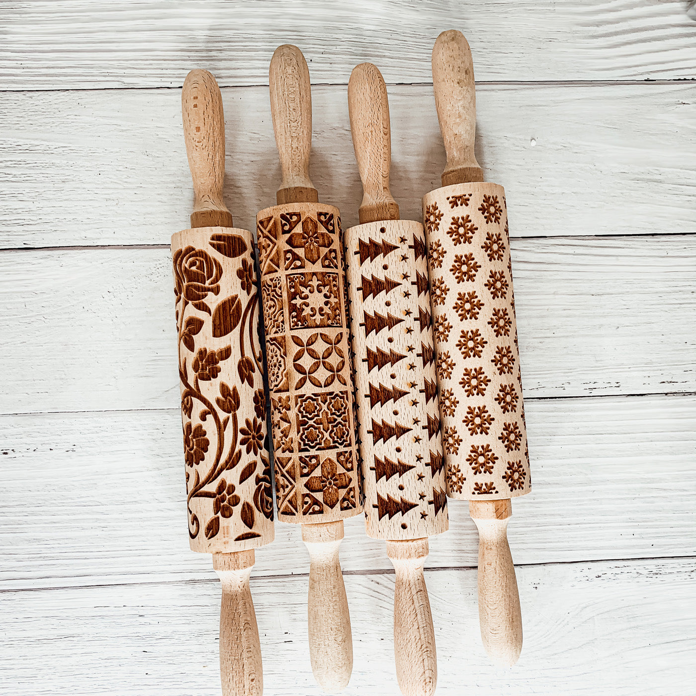 Easter Spring Rolling Pins for Kids and Bakers - Embossed Cookie Dough Pins
