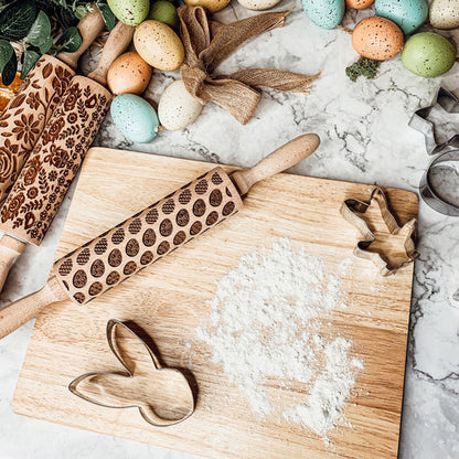 Easter Spring Rolling Pins for Kids and Bakers - Embossed Cookie Dough Pins