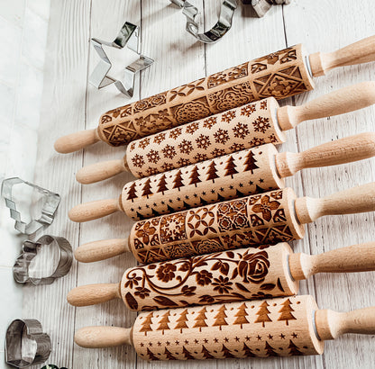 Easter Spring Rolling Pins for Kids and Bakers - Embossed Cookie Dough Pins