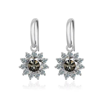 1CT Moissanite Drop Earrings 925 Sterling Silver Colorful Green Blue Pink