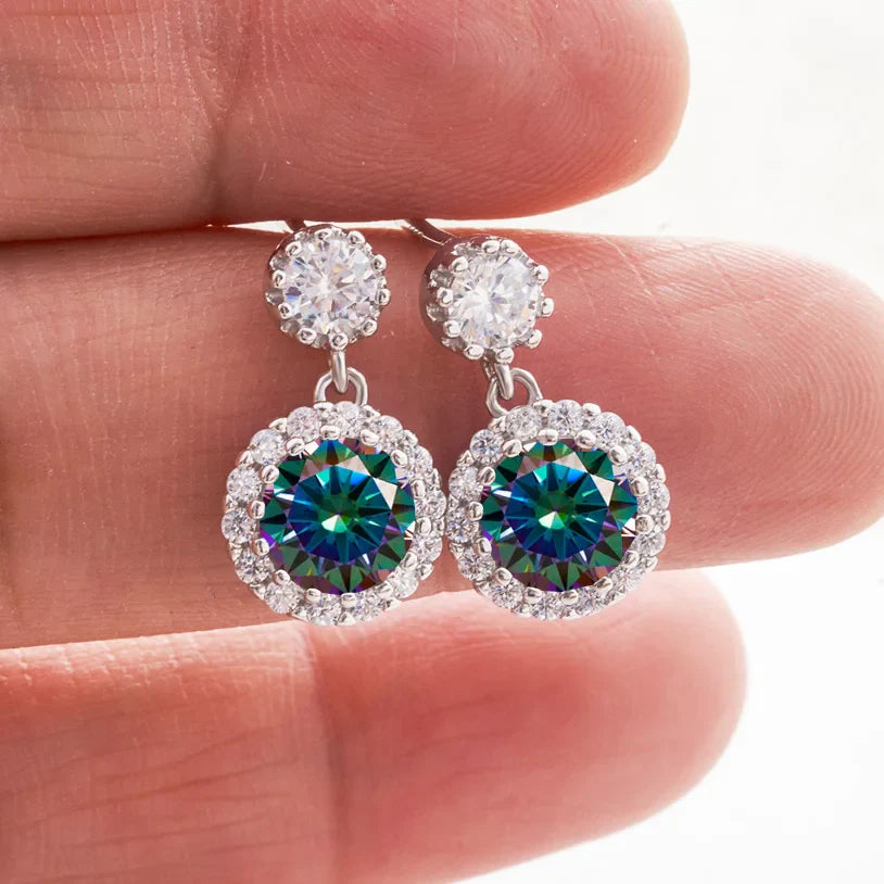 1ct Moissanite Drop Earrings For Women Sterling S925 18K White Gold Plated