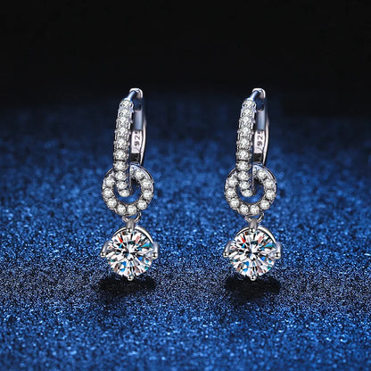 Moissanite 925 Sterling Silver Diamond Drop Earrings For Women Wedding Party