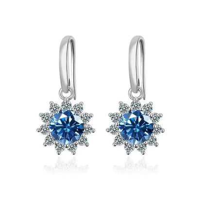 1CT Moissanite Drop Earrings 925 Sterling Silver Colorful Green Blue Pink