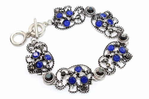 Elephant Circle Charm Bracelet Boho Silver Animal Jewelry
