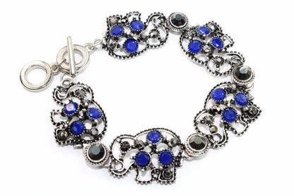 Elephant Circle Charm Bracelet Boho Silver Animal Jewelry