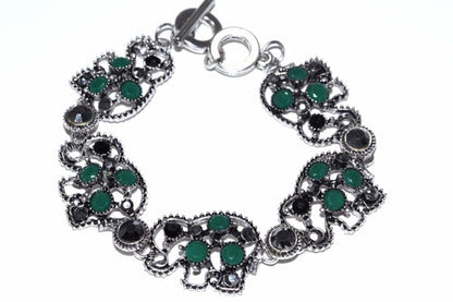 Elephant Circle Charm Bracelet Boho Silver Animal Jewelry