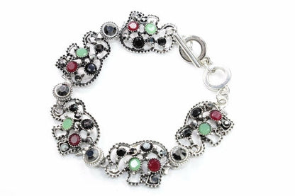 Elephant Circle Charm Bracelet Boho Silver Animal Jewelry