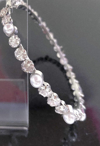 Embellished Large Hoop Earrings With Pearls And Crystals