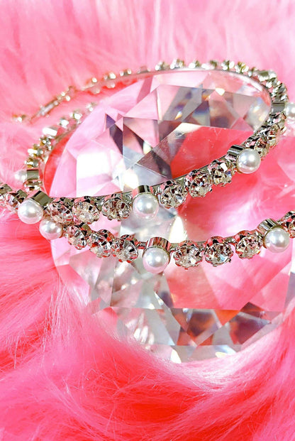 Embellished Large Hoop Earrings With Pearls And Crystals