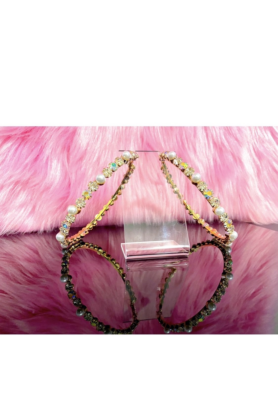 Embellished Large Hoop Earrings With Pearls And Crystals