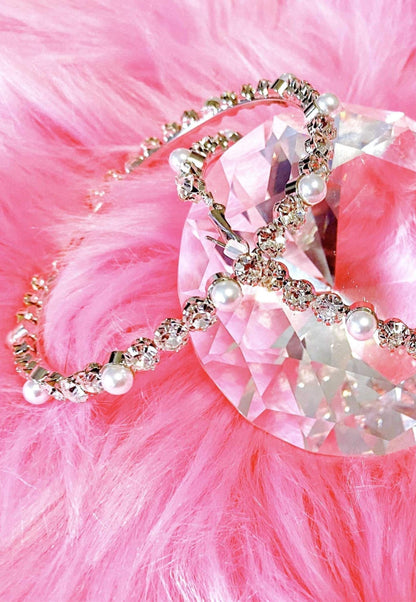 Embellished Large Hoop Earrings With Pearls And Crystals