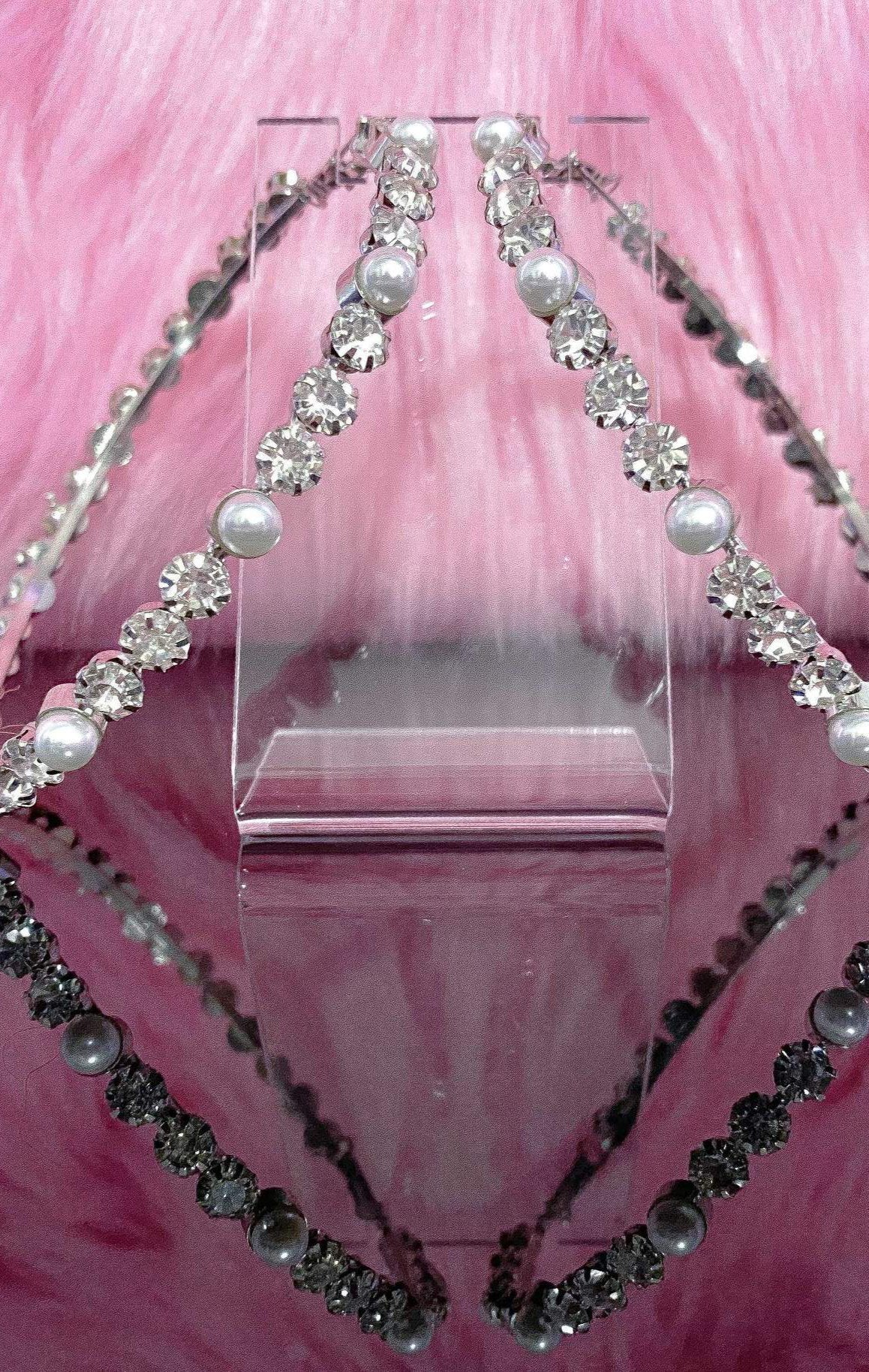 Embellished Large Hoop Earrings With Pearls And Crystals