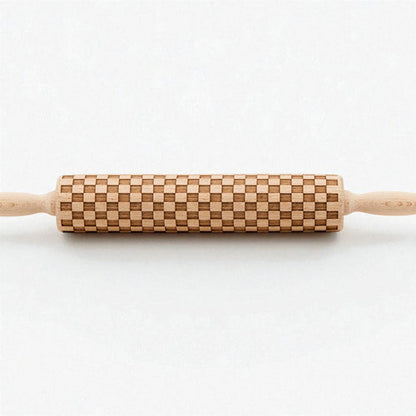 Embossed Courtly Check Rolling Pin For Cookies, Fondant and Baking With Kids
