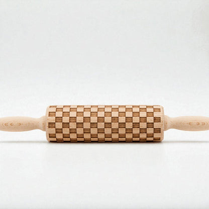 Embossed Courtly Check Rolling Pin For Cookies, Fondant and Baking With Kids