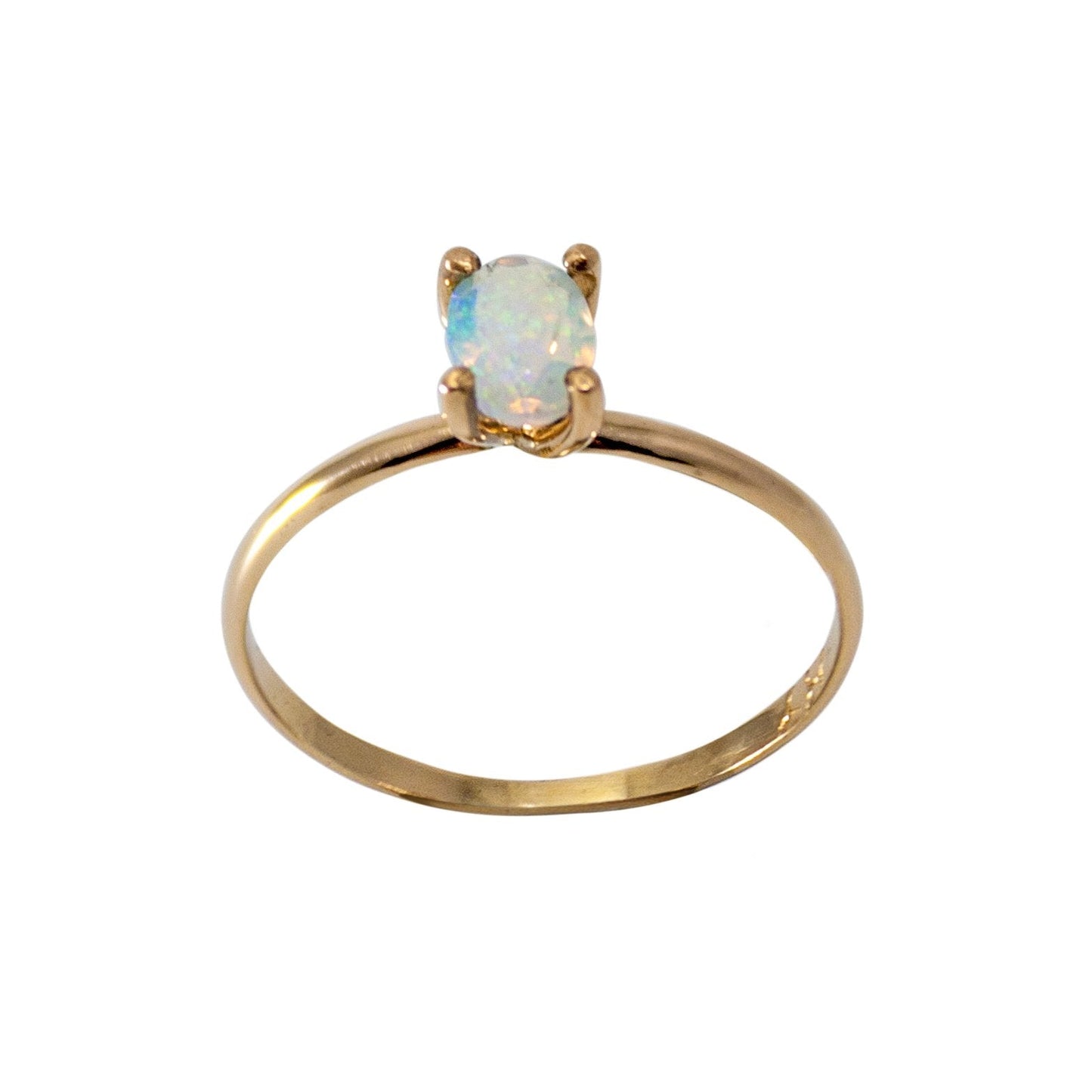 Ethiopian Opal 14K Gold Filled Ring Dainty Solitaire