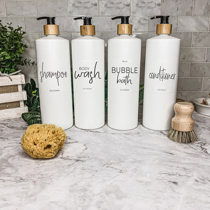 32oz White Plastic Refillable Dispenser Bottles - Reusable Soap Lotion Pump