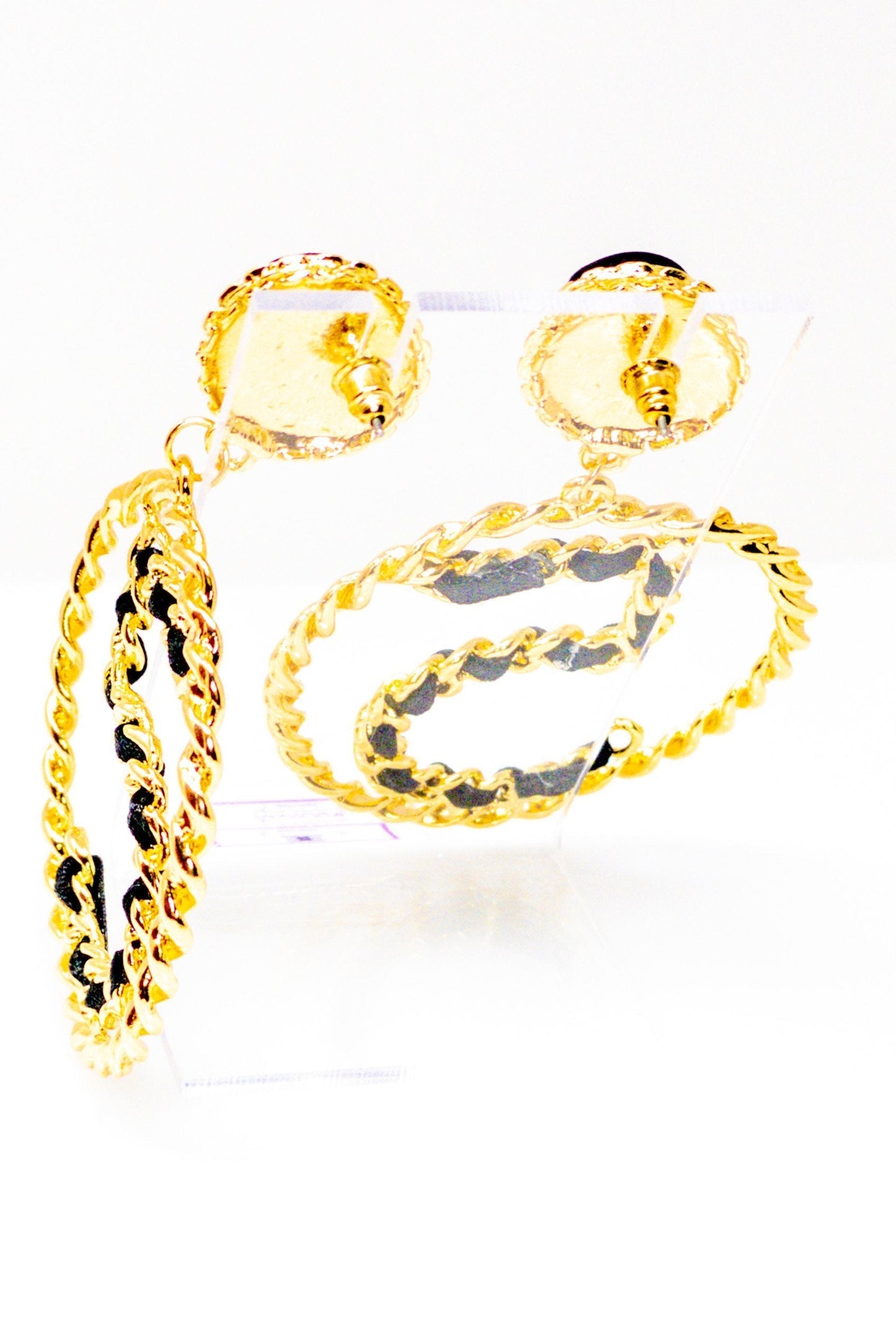 Five Series Loyalty Satin Ribbon Pearl Hoop Earrings