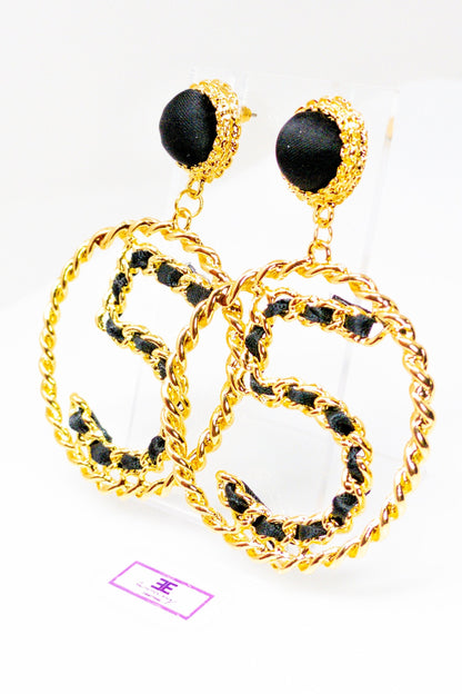 Five Series Loyalty Satin Ribbon Pearl Hoop Earrings