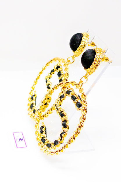 Five Series Loyalty Satin Ribbon Pearl Hoop Earrings