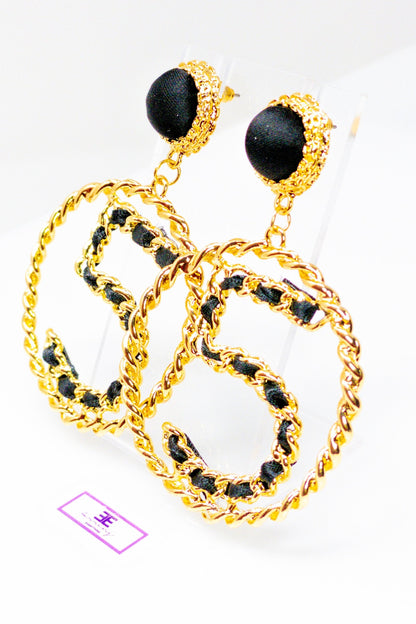 Five Series Loyalty Satin Ribbon Pearl Hoop Earrings