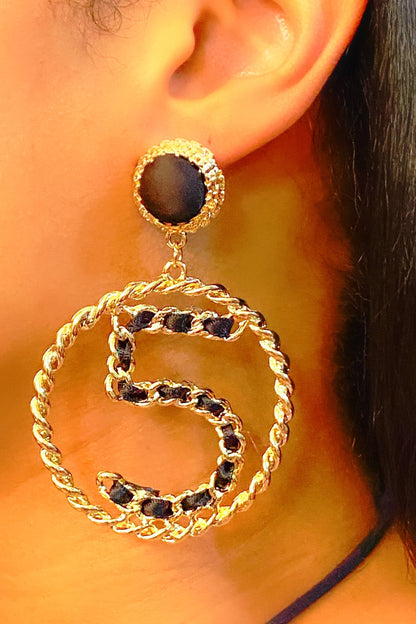 Five Series Loyalty Satin Ribbon Pearl Hoop Earrings
