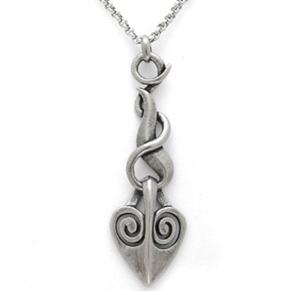 Flame Dangling Heart Necklace Gothic Flame Pendant Silver
