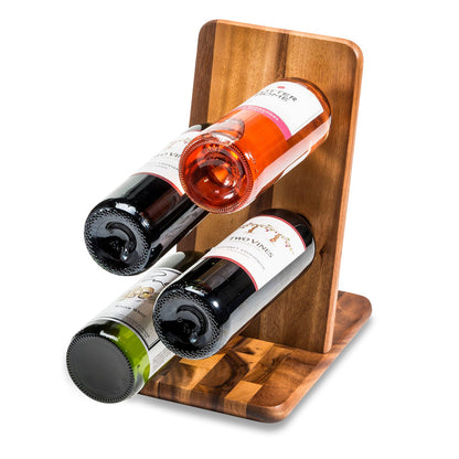 Floating Wine Bottle Holder 4-Bottle Acacia Wood Wall Rack