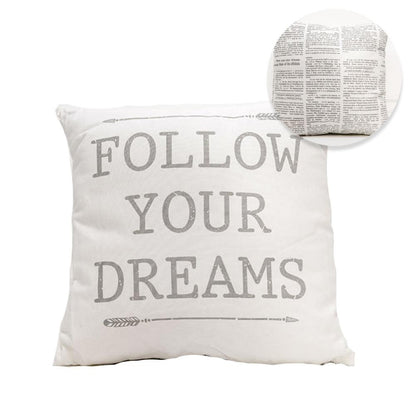 Follow Your Dreams 16in Canvas Pillow Rustic Farmhouse Arrow Throw