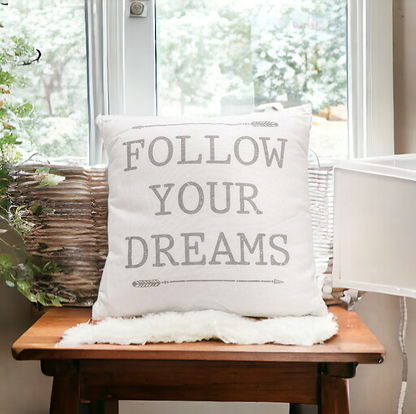 Follow Your Dreams 16in Canvas Pillow Rustic Farmhouse Arrow Throw