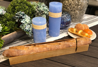 French Bread Slicer Acacia Wood Knife Slot Baguette and Breads Serving Board