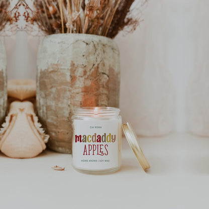 Fresh Macintosh Apple Soy Candle Fall Scented Pear Vanilla Musk Cedarwood