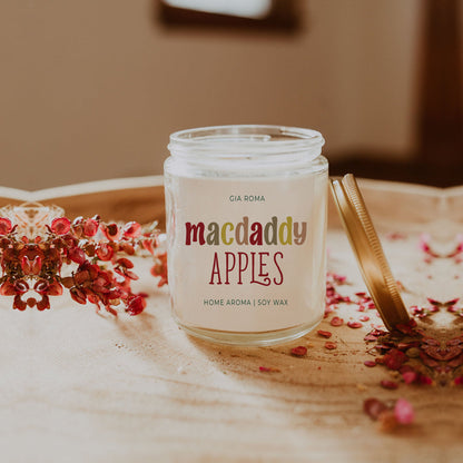 Fresh Macintosh Apple Soy Candle Fall Scented Pear Vanilla Musk Cedarwood