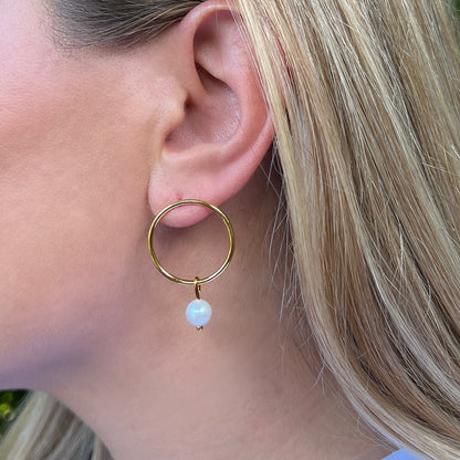 Freshwater Pearl Circle Earrings Gold Plated Recycled Shell Handmade