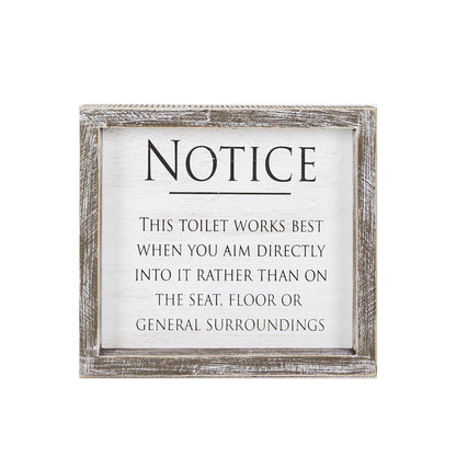 Aim It Framed Wood Bathroom Sign 8x7 Rustic White Black Toilet Reminder Hanging Decor