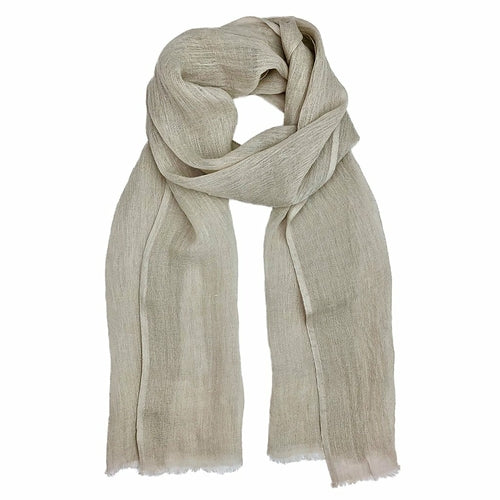 Gauze Linen Scarf Handwoven Airy Lightweight Raw Eyelash Fringe 5 Colors